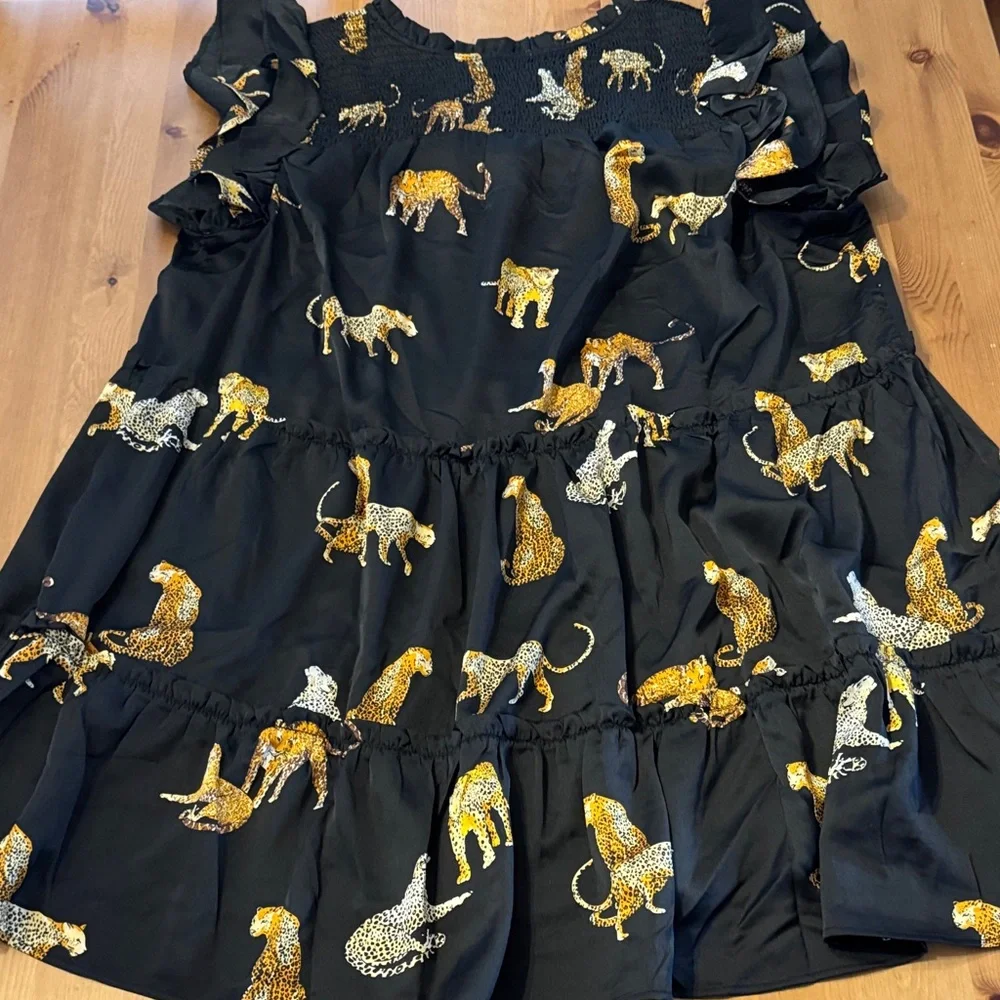 NWT! Umgee Black and Gold Leopard Print Dress Size 1XL - Picture 8 of 8